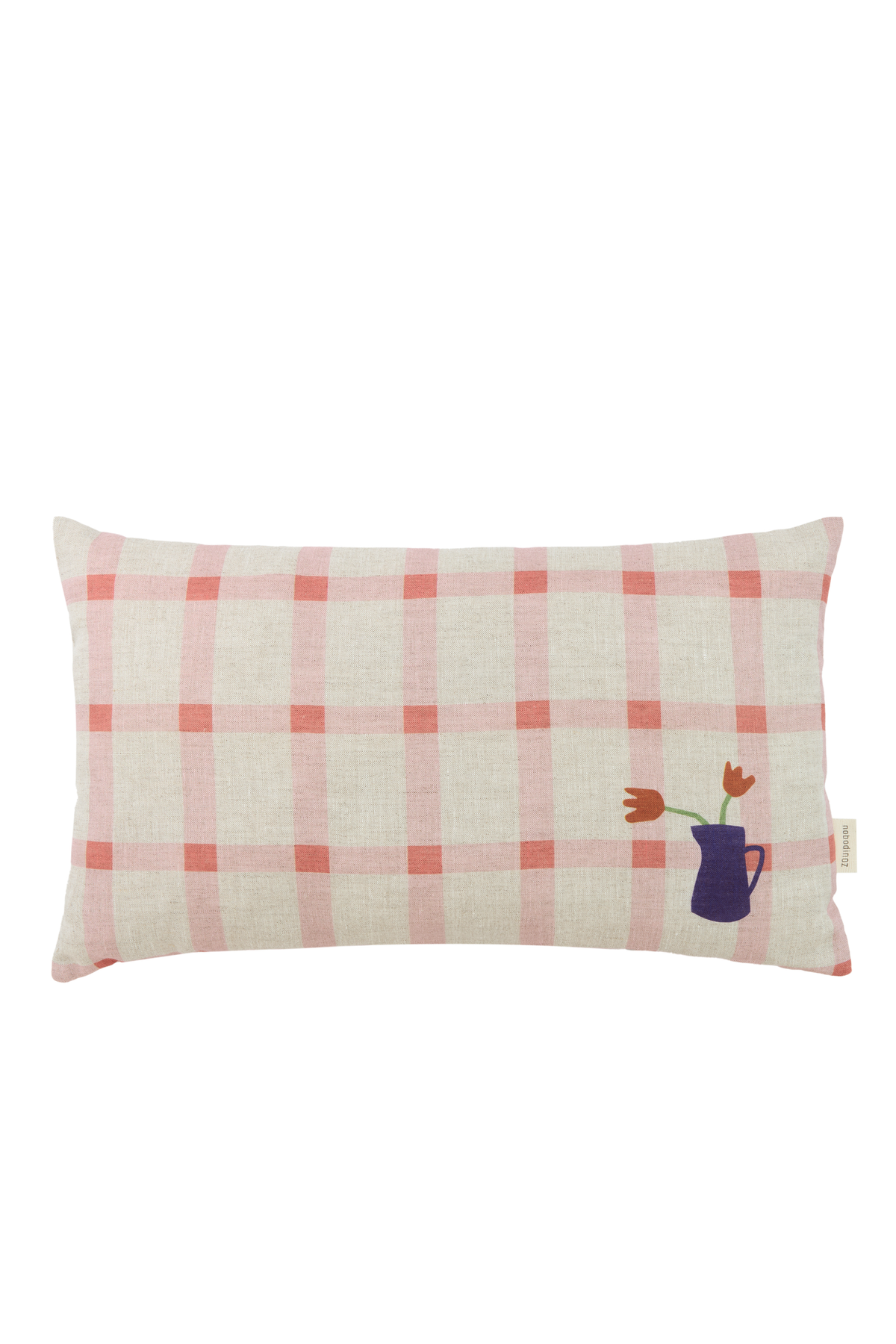 Vibes Rectangular Cushion - Pink Windowpane Tulips
