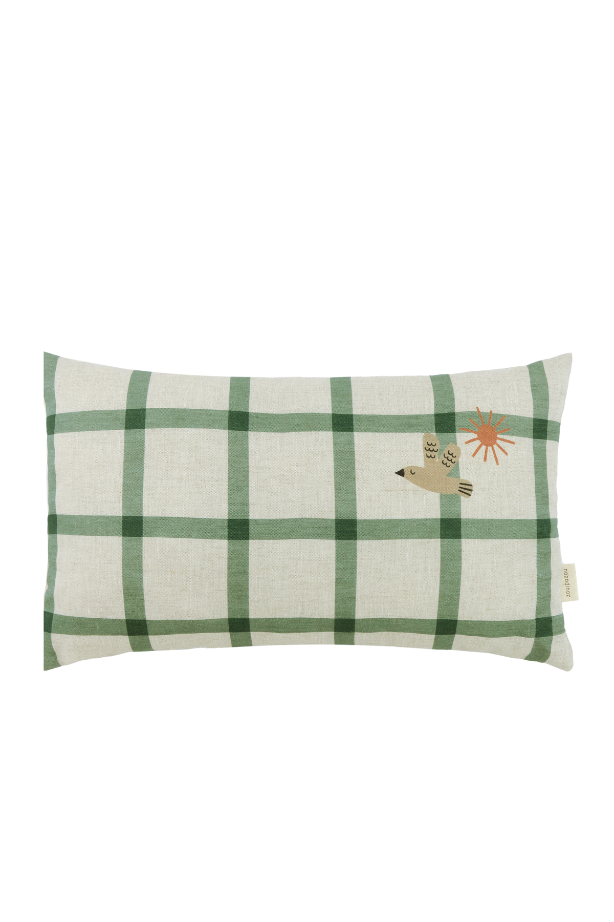 Vibes Rectangular Cushion - Green Windowpane Bird