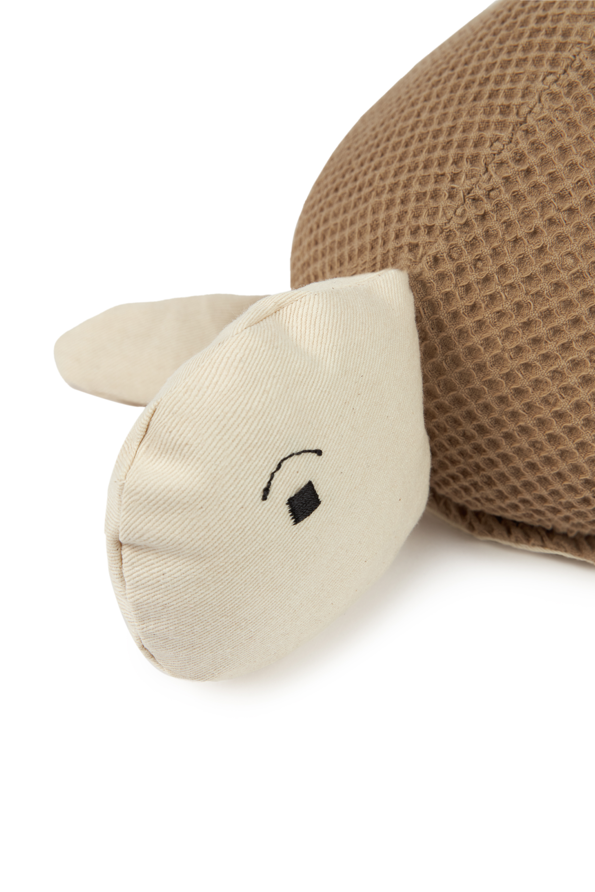 Embroidered Turtle Cushion in Washed Cotton Wabi-Sabi