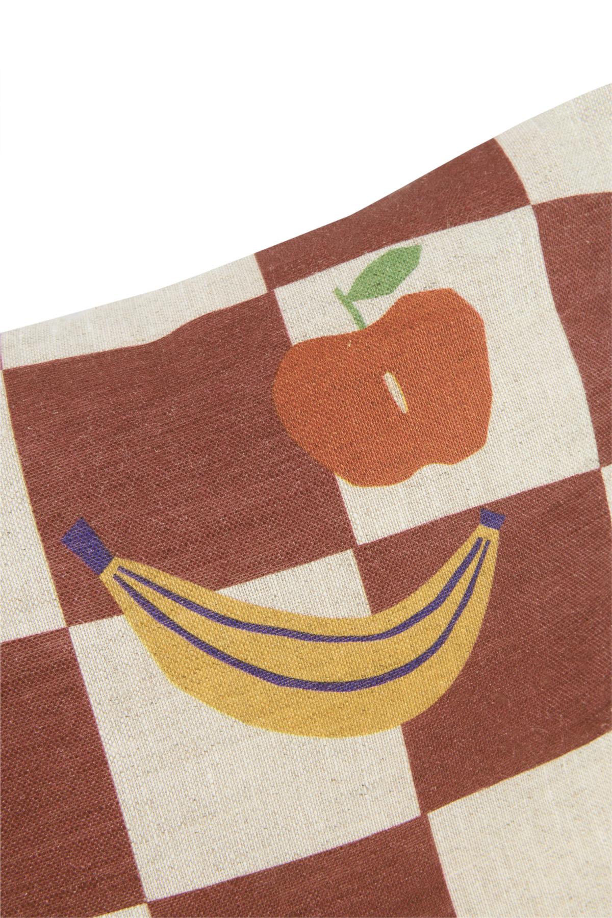 Vibes Rectangular Cushion - Maroon Checks Fruits
