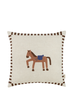 Vibes Square Cushion - Charcoal Stripes Horse