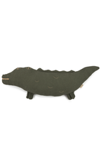 Embroidered Crocodile Cushion in Washed Cotton Wabi-Sabi