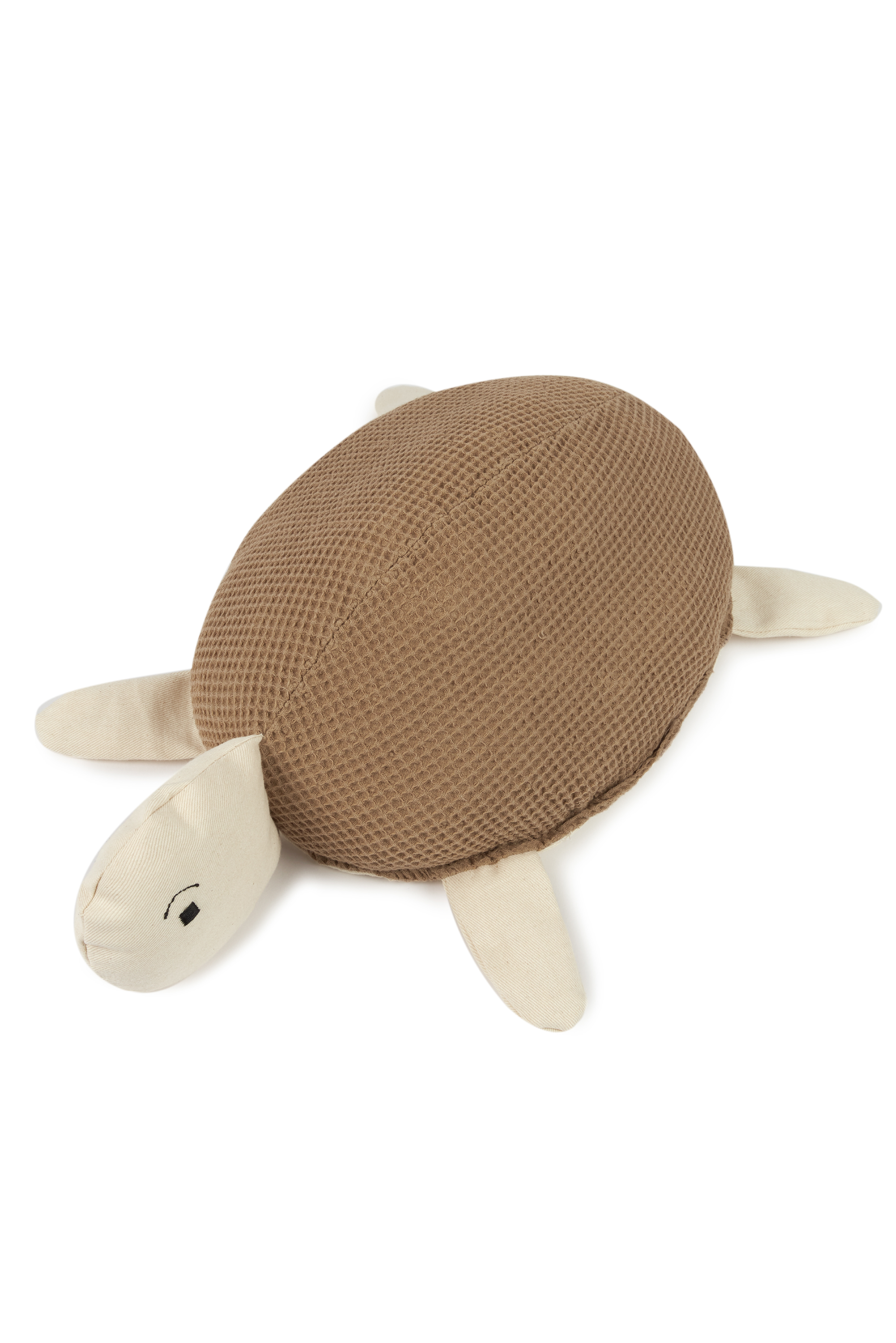 Embroidered Turtle Cushion in Washed Cotton Wabi-Sabi