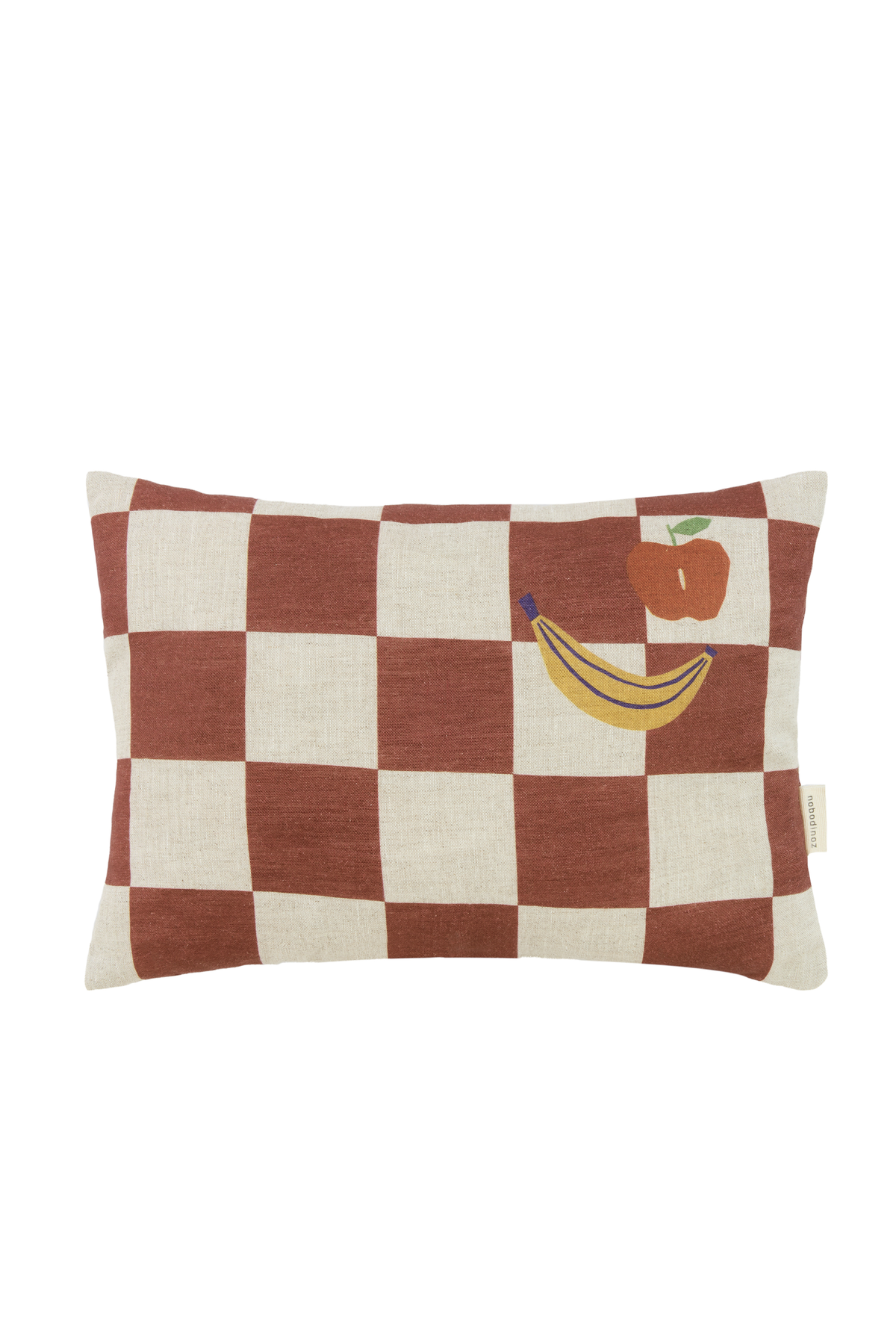Vibes Rectangular Cushion - Maroon Checks Fruits