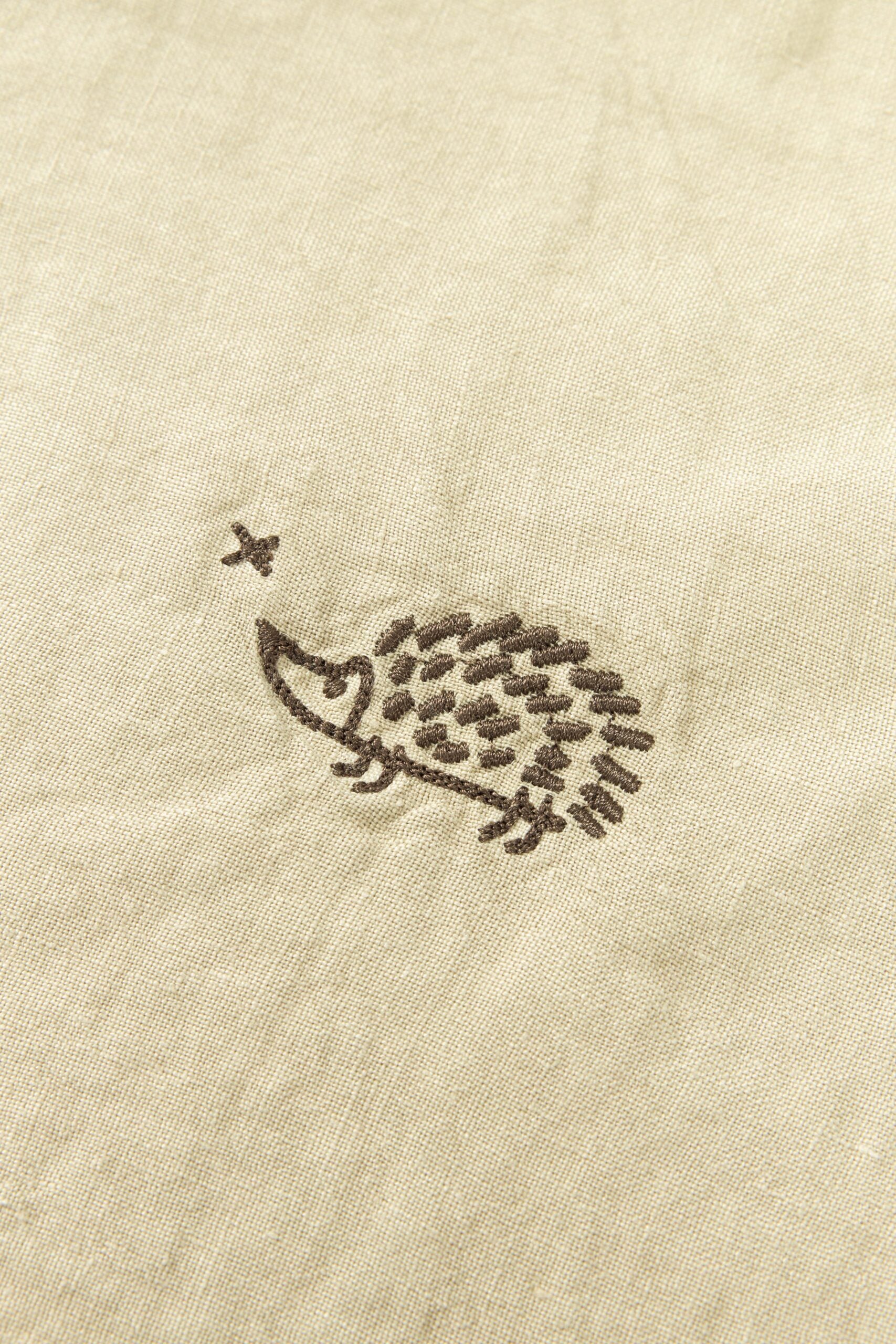 Embroidered Blanket L1N0 in French Linen