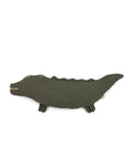 Embroidered Crocodile Cushion in Washed Cotton Wabi-Sabi