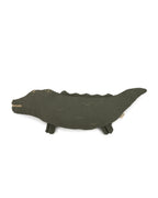 Embroidered Crocodile Cushion in Washed Cotton Wabi-Sabi